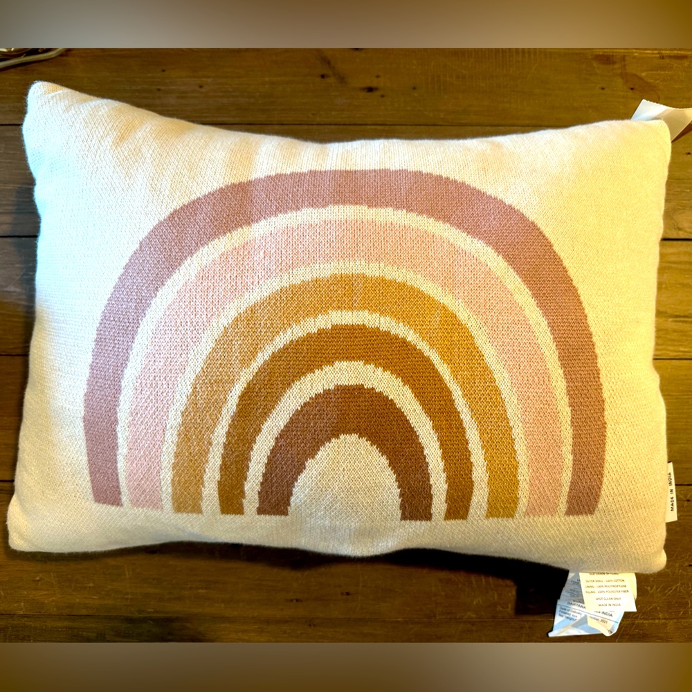 Rainbow knit pillow